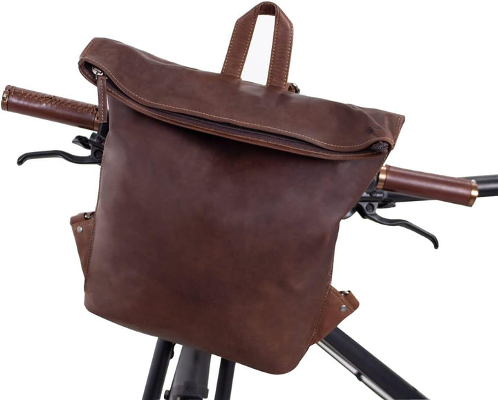 Gusti Fahrradrucksack Leder- Moreno A. Damen Rucksack inkl. Platte Lederrucksack Cityrucksack Braun