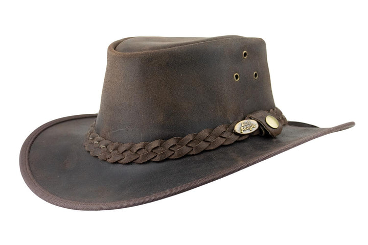 Black Jungle Bulat Lederhut, Westernhut, Australienhut, Cowboyhut XS Braun, XS Braun