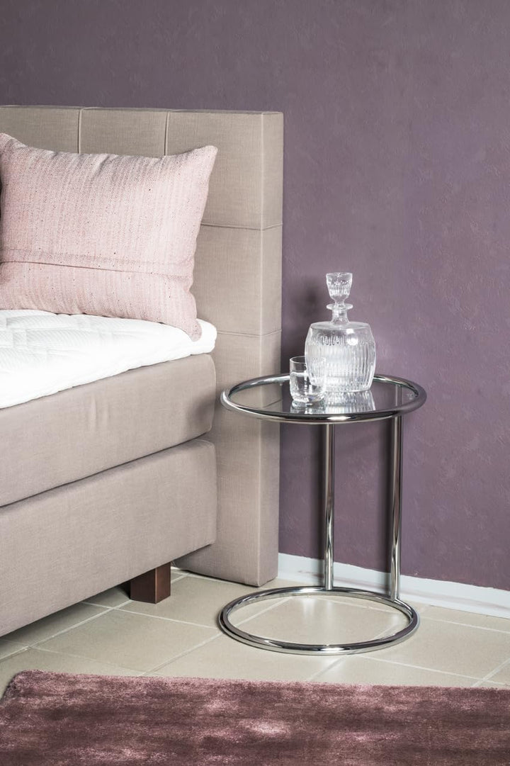 HAKU Beistelltisch Chrom, Metall, Sicherheitsglas - Masse: H 55 x Ø 45 cm, Style: Modern H 55 cm x Ø