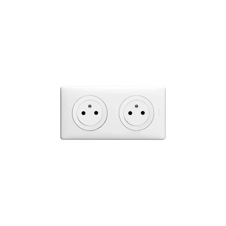 Legrand Céliane Komplettset, 2 Steckdosen, 2-polig, mit Erdung verdrahtet/Einbaudose, 230 V, weiss,