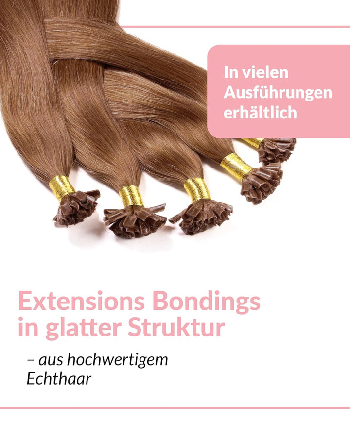 hair2heart Extensions Echthaar Bondings Glatt - 100 Strähnen 0.5g 60cm Dunkelblond #14 Dunkelblond 6