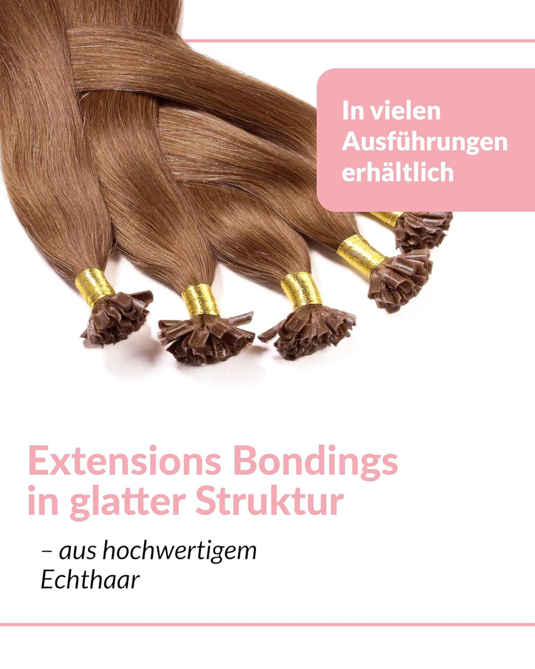 hair2heart Extensions Echthaar Bondings Glatt - 50 Strähnen 0.5g 50cm Kupferrot #130 Kupferrot 50cm