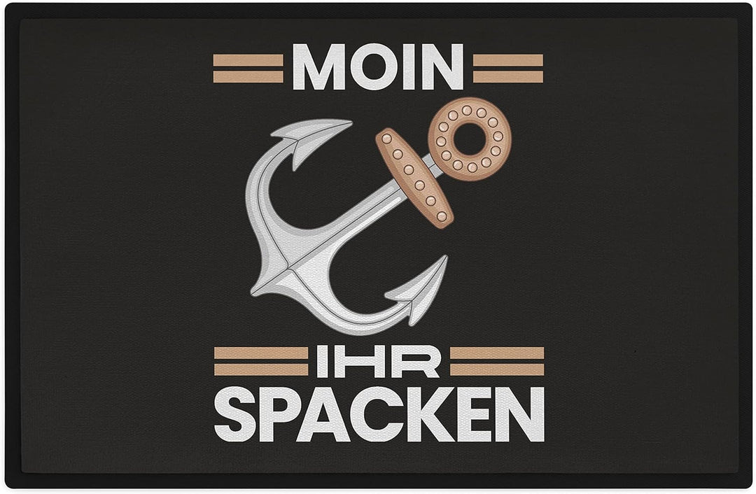 Trendation - Moin Ihr Spacken Lustige Fussmatte mit Spruch Geschenk Lustiger Spruch Fussmatten 60x40