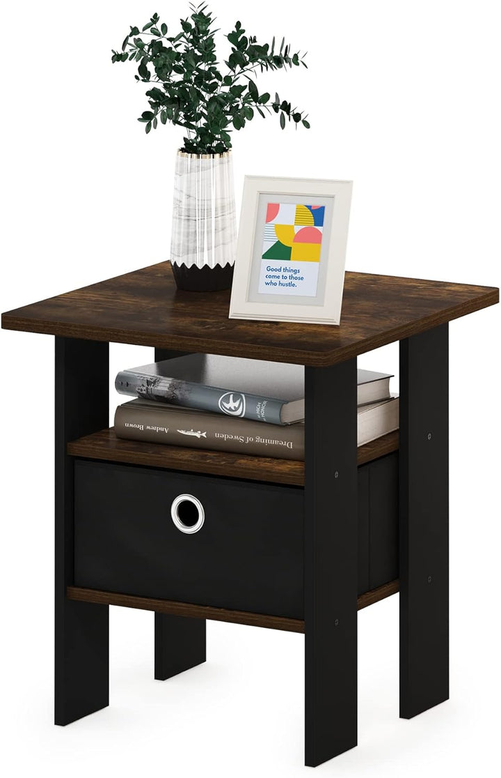 Furinno Andrey Beistelltisch Nachttisch mit Schublade, Holzwerkstoff, Amber Pine/Brown, 39.4 (D) x 3