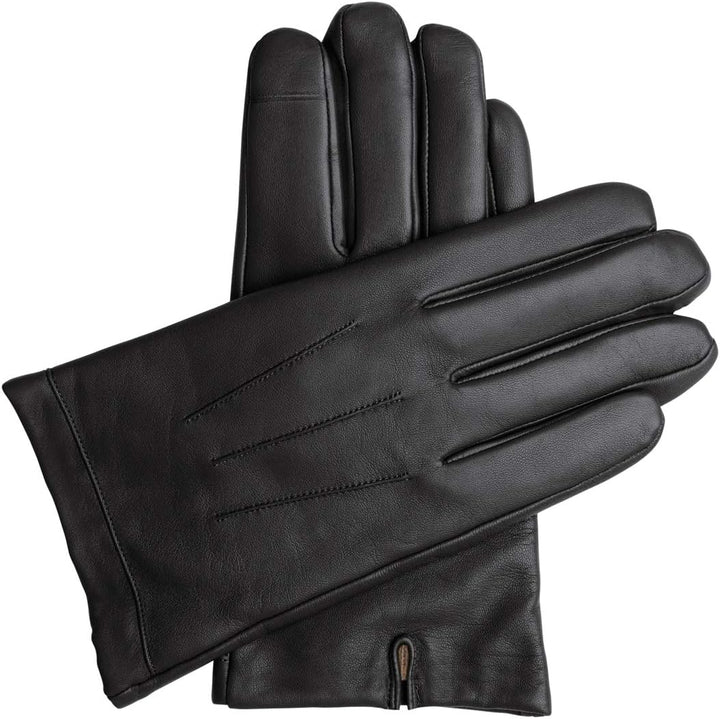 Downholme – Touchscreen-Lederhandschuhe mit Innenfutter aus Kaschmir – für Herren XL Schwarz, XL Sch