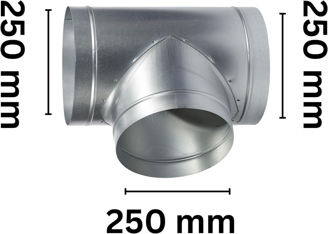 Weedness T-Stück 250 mm - Rohrlüfter Abluft Aktivkohlefilter Grow Lüfter Ablauftschlauch Adapter Kli