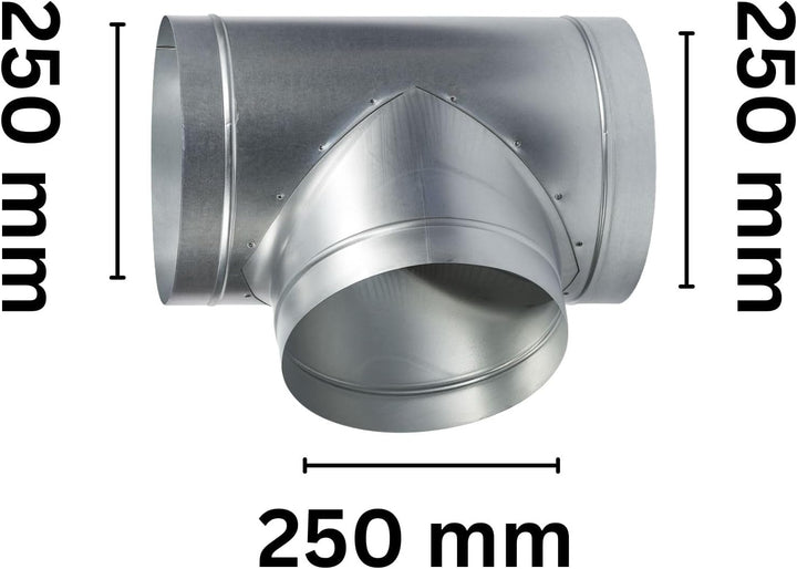 Weedness T-Stück 250 mm - Rohrlüfter Abluft Aktivkohlefilter Grow Lüfter Ablauftschlauch Adapter Kli