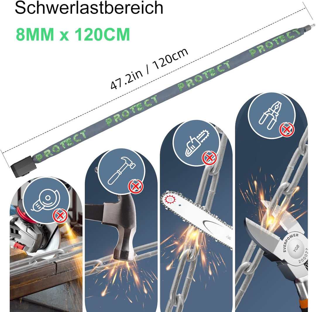 120cm Fahrradschloss mit Alarm 110dB Fahrrad Alarmanlage Schloss für E Scooter Ebike Fahrradschloss