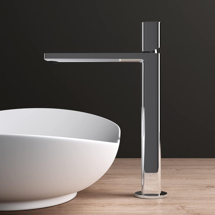 Mai & Mai Wasserhahn Bad Waschtischarmatur eckiges Design Badarmatur Silber Chrom 30,9cm hoch Wascht