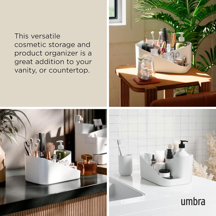 Umbra Glam Kosmetik-Organizer, vielseitiger Aufbewahrungsbehälter mit herausnehmbarem Einsatz für Ba