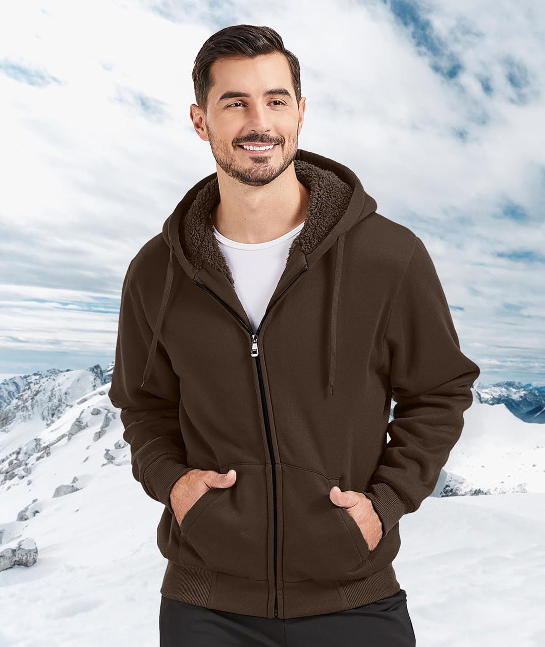 JACKETOWN Herren Sweatshirt Gefüttert Hoodie Reissverschluss Sweatjacke Warm Fleece Winterjacke Tedd