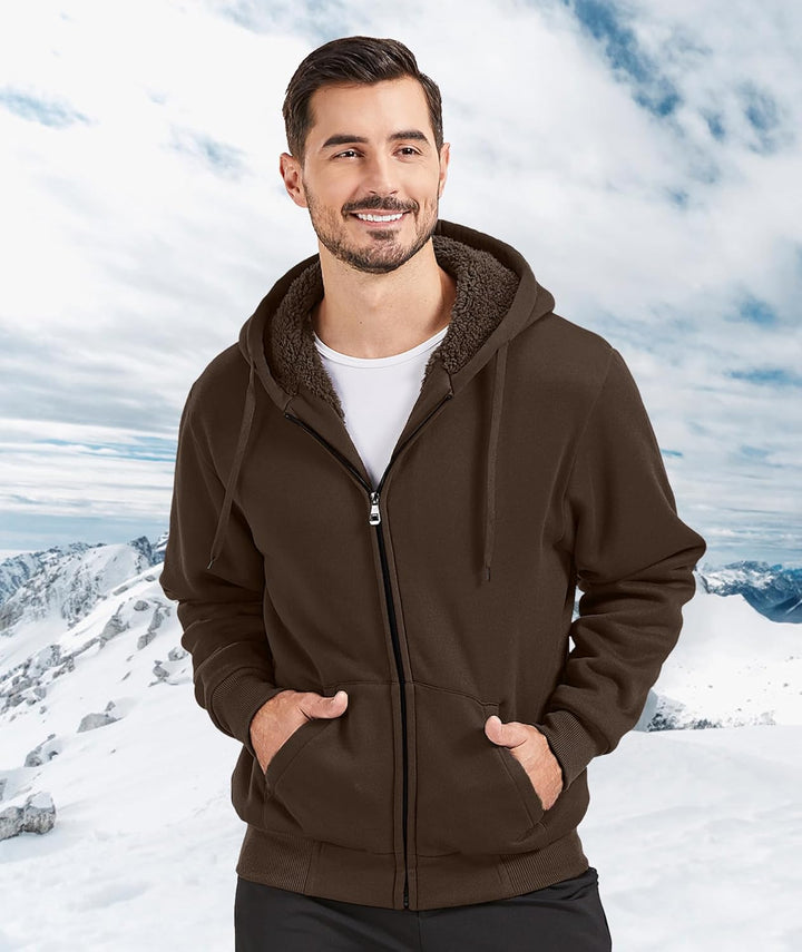 JACKETOWN Herren Sweatshirt Gefüttert Hoodie Reissverschluss Sweatjacke Warm Fleece Winterjacke Tedd