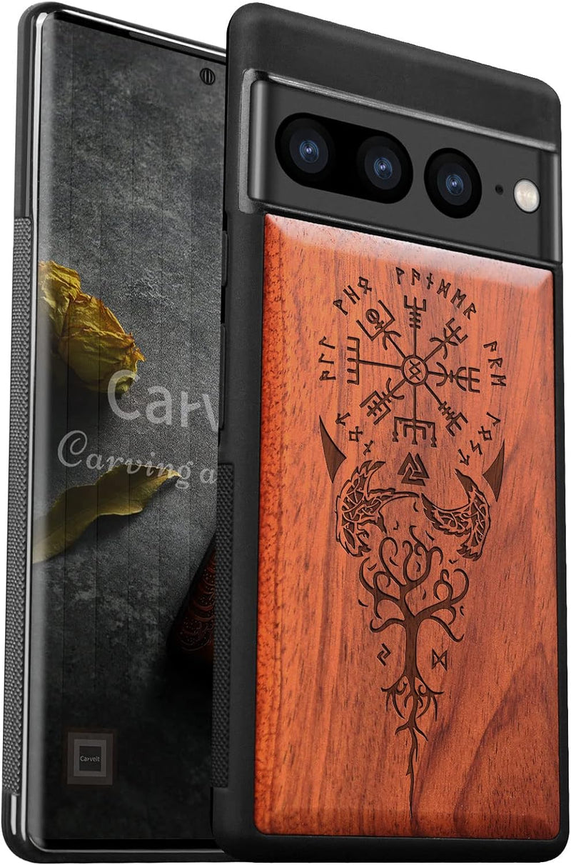 Carveit Holz Handyhülle für Google Pixel 7 Pro Cover [Einzigartiges Design Case] Stossstange hülle K