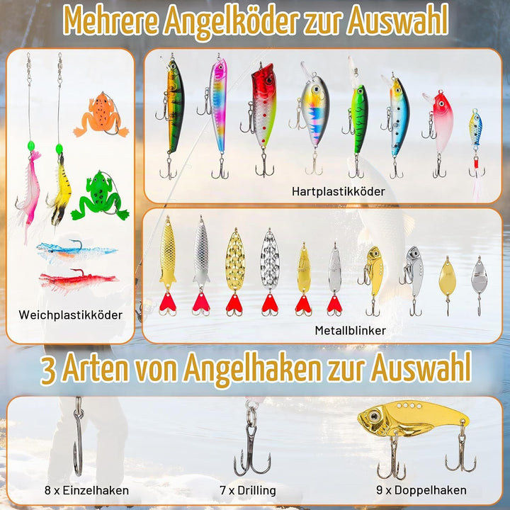 Angeln Adventskalender 2025 Männer Teenager Junge, 24 Tage Premiumköder, Adventskalender Geschenk fü