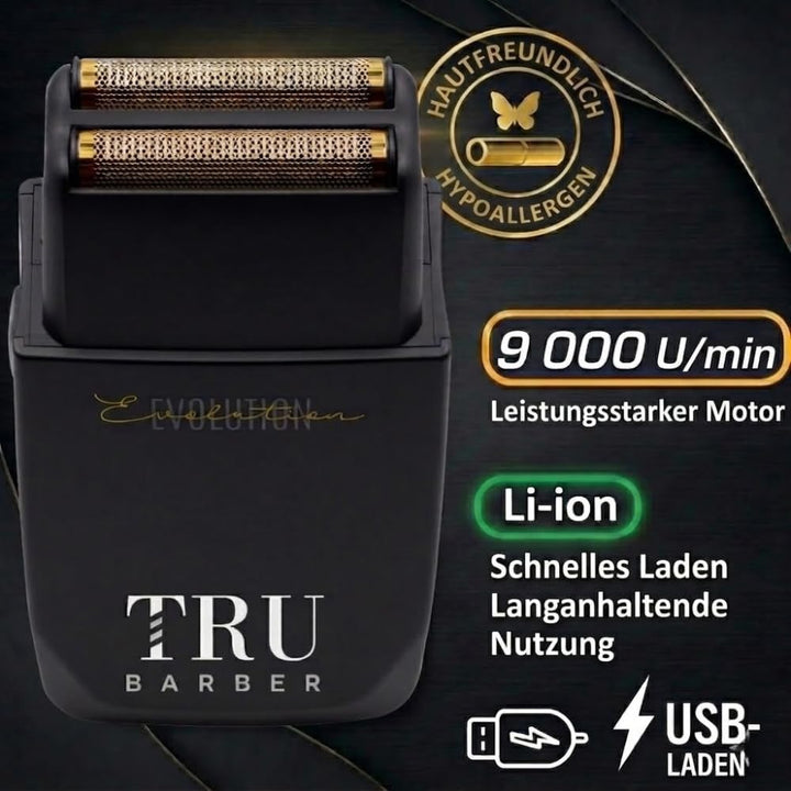 TRU BARBER Rasierer Herren Elektrisch Shaver Evolution 9.000 U/min Professioneller Kopfrasierer Foli