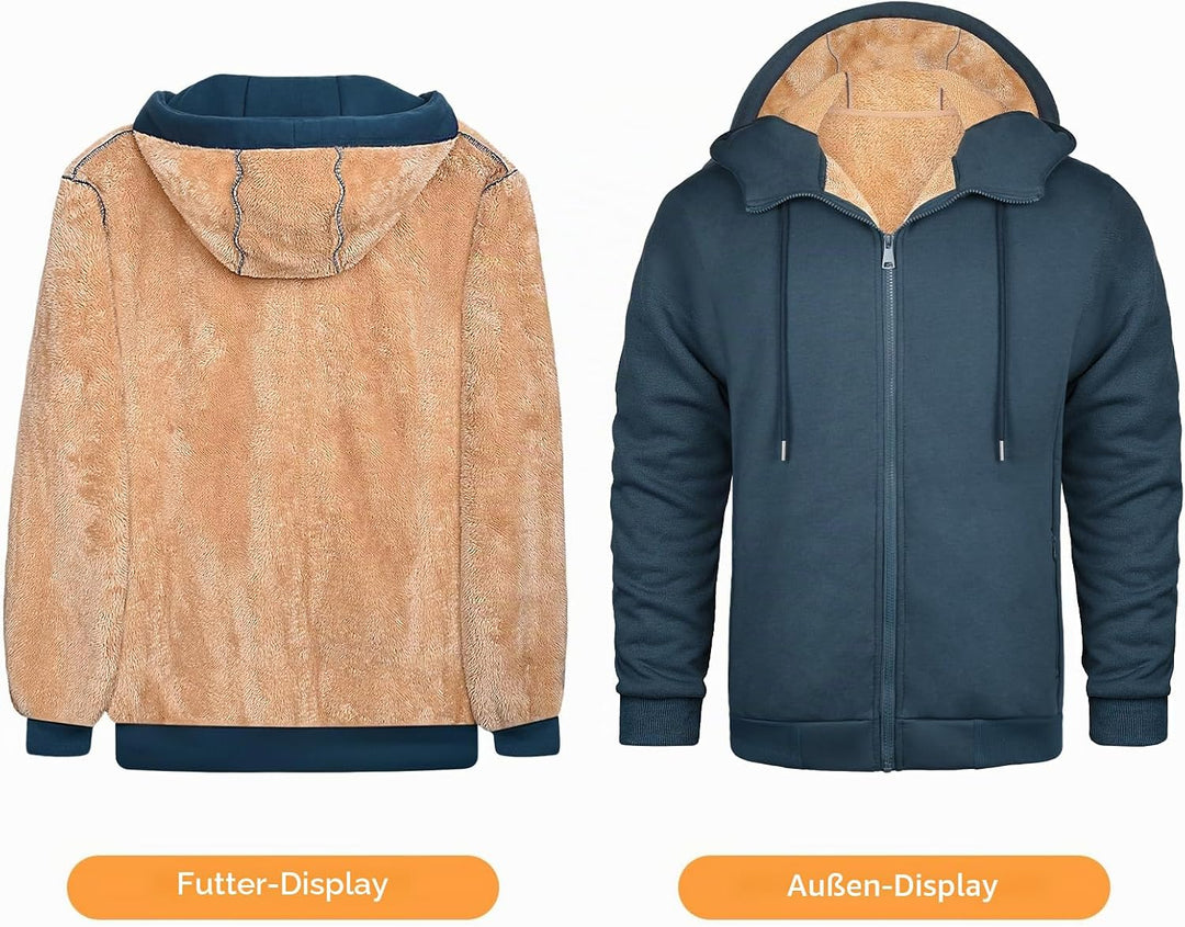 Xnova Sweatjacke Herren Fleecejacke Kapuzenpullover Zipper Hoodie Casual Bequemes und Warmes Übergan