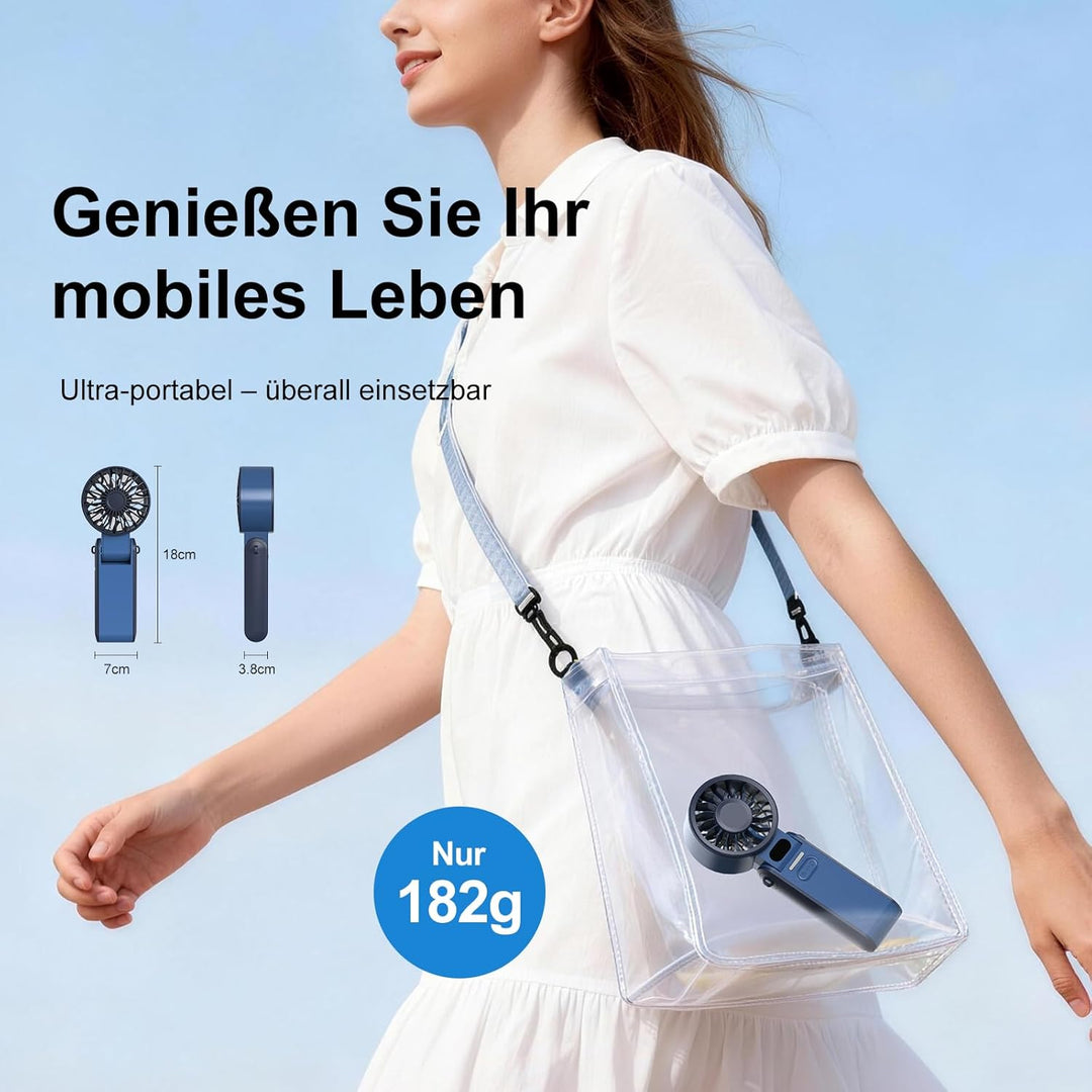 Handventilator 100 Stufen Leise Leistungsstark – Tragbarer Mini Ventilator USB Wiederaufladbar mit L