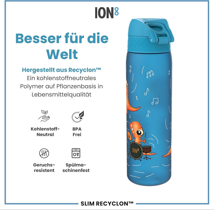 ion8 Trinkflasche 500 ml Auslaufsicher Einhandöffnung Sichere Verriegelung Spülmaschinenfest BPA-fre