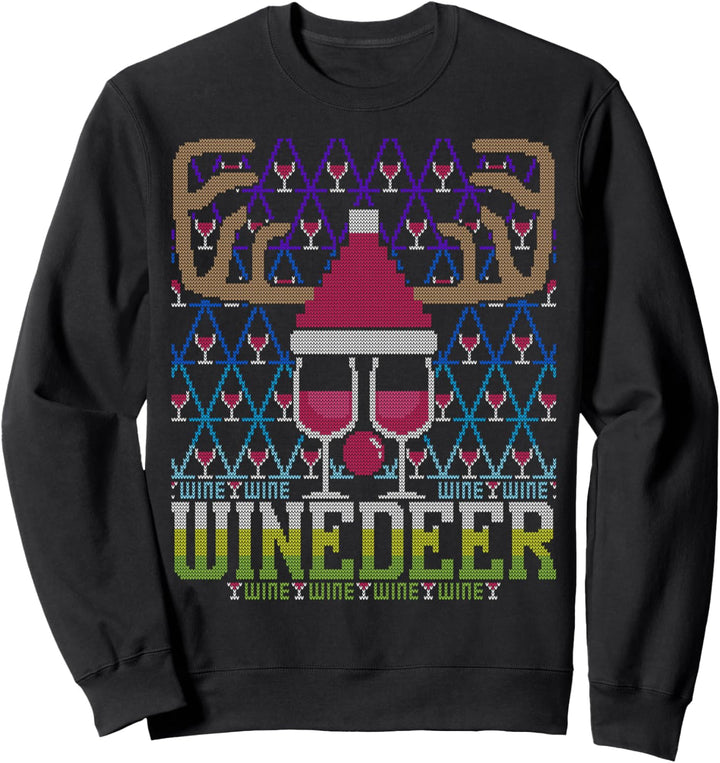 Rudolph Winedeer Rentier Wein Witzig Ugly Christmas Sweater Sweatshirt
