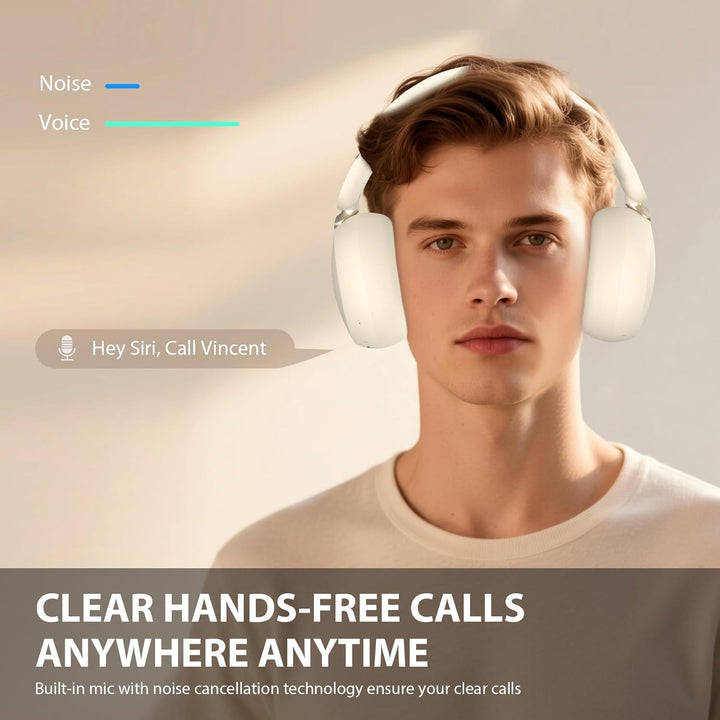 Bluetooth Kopfhörer Over Ear mit Hybrid Active Noise Cancelling, Mikrofon, Hi-Res Audio & Bässen, 65