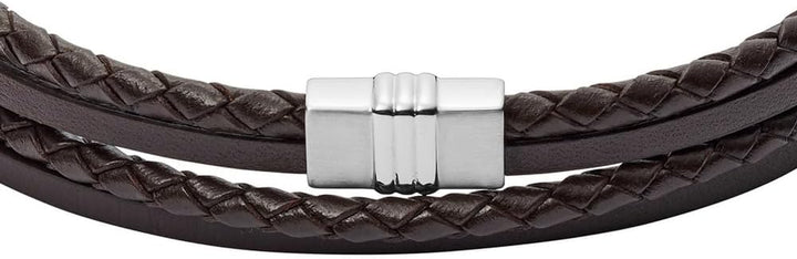 FOSSIL Casual texture Herrenarmband aus Leder oder Edelstahl mit Magnet-, Falt- oder Schnallenversch