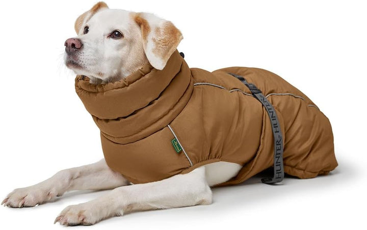 HUNTER Hundemantel Paxson, Farbe: karamell, stylischer Puffermantel, wasserabweisend, reflektierende