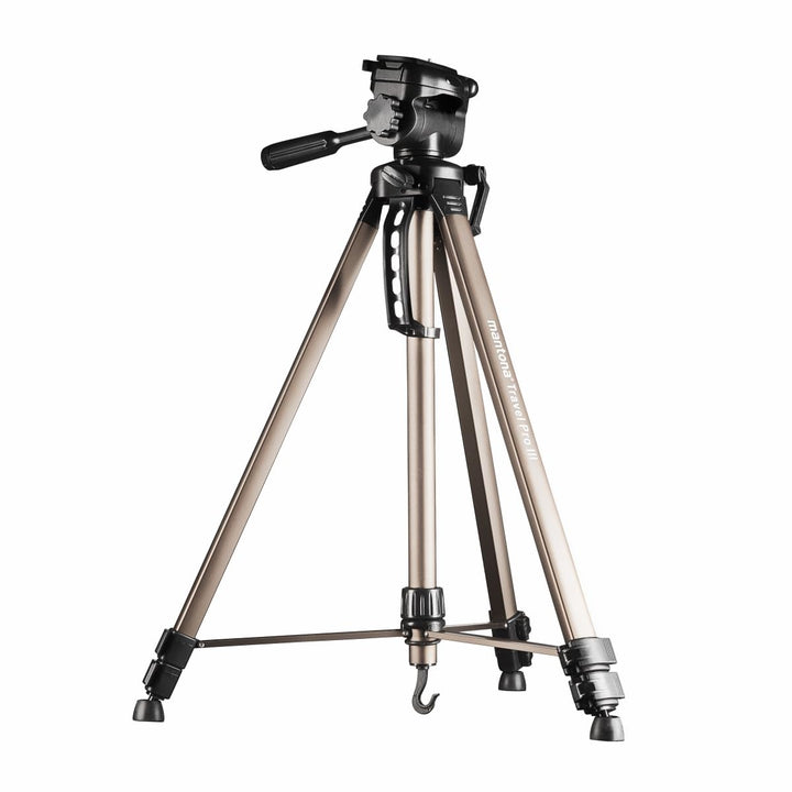Mantona Basic Travel Pro III Fotostativ – grosses, leichtes Aluminium Dreibein Videostativ mit Schne