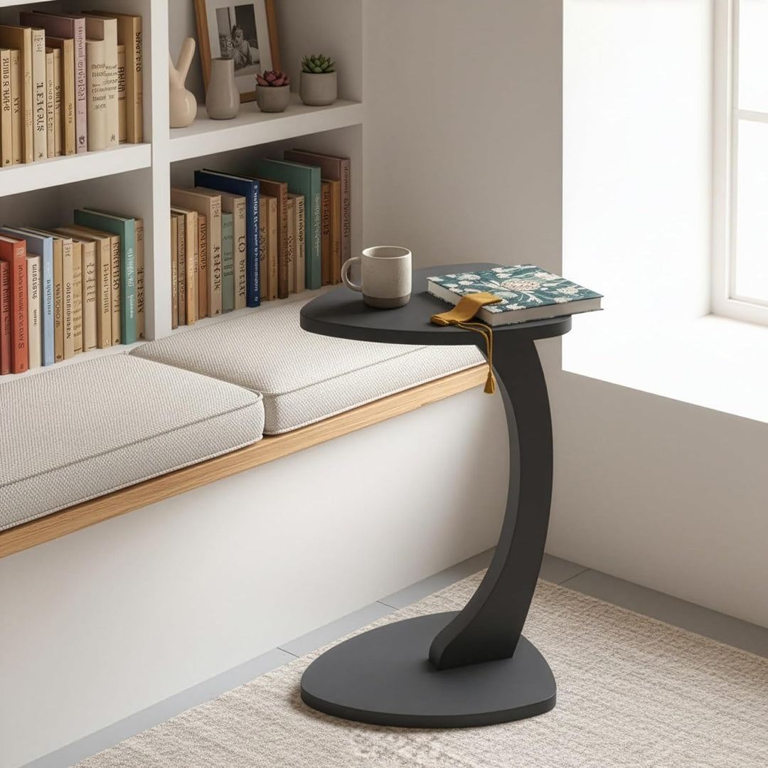Beistelltisch C-Form Reuleaux-Dreieck, Anthrazit, Sofatisch mit Rollen, Couchtisch Laptoptisch Couch