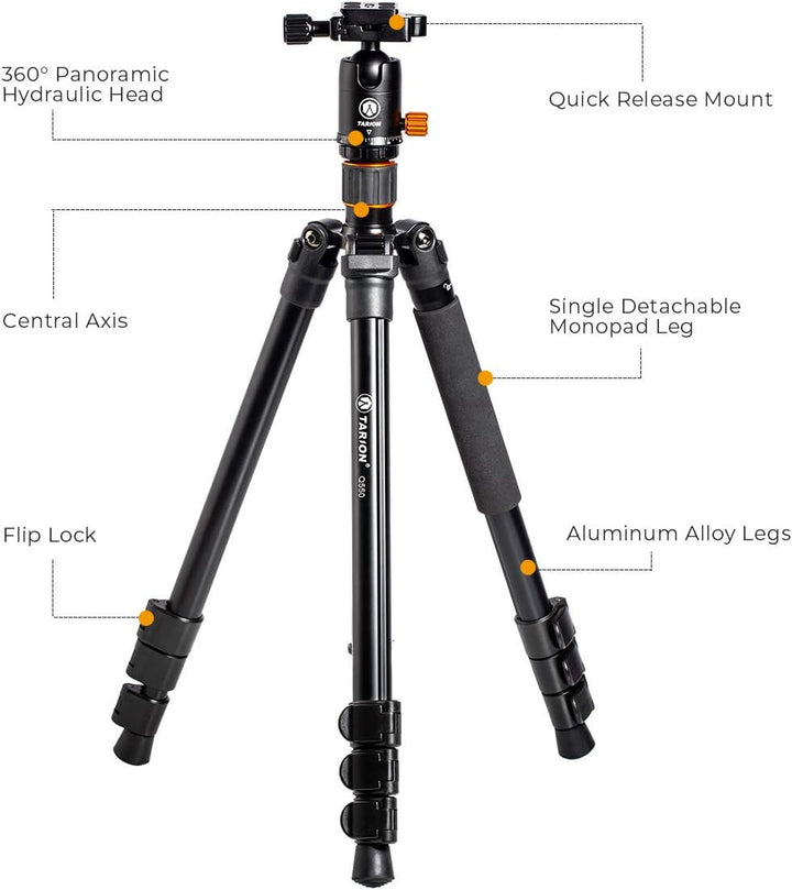 TARION Kamera Stativ Aluminium Fotostativ Reisestativ mit 360° Kugelkopf und Schnellwechselplatte 15
