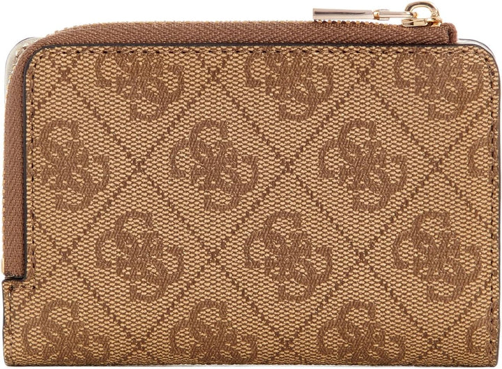 GUESS Damen Laurel Zip Around Card Case Wallet, Einheitsgröße Latte Logo