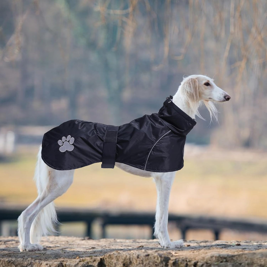 Geyecete Hundemantel Wasserdichter fur Windhund, Winter Hundejacken mit warmem plüschfutter, Regenma