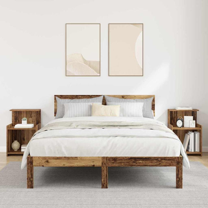 vidaXL Bett Schränke 2 STK Altes Holz 40x35x60 cm Holzwerkstoff, Altes Holz