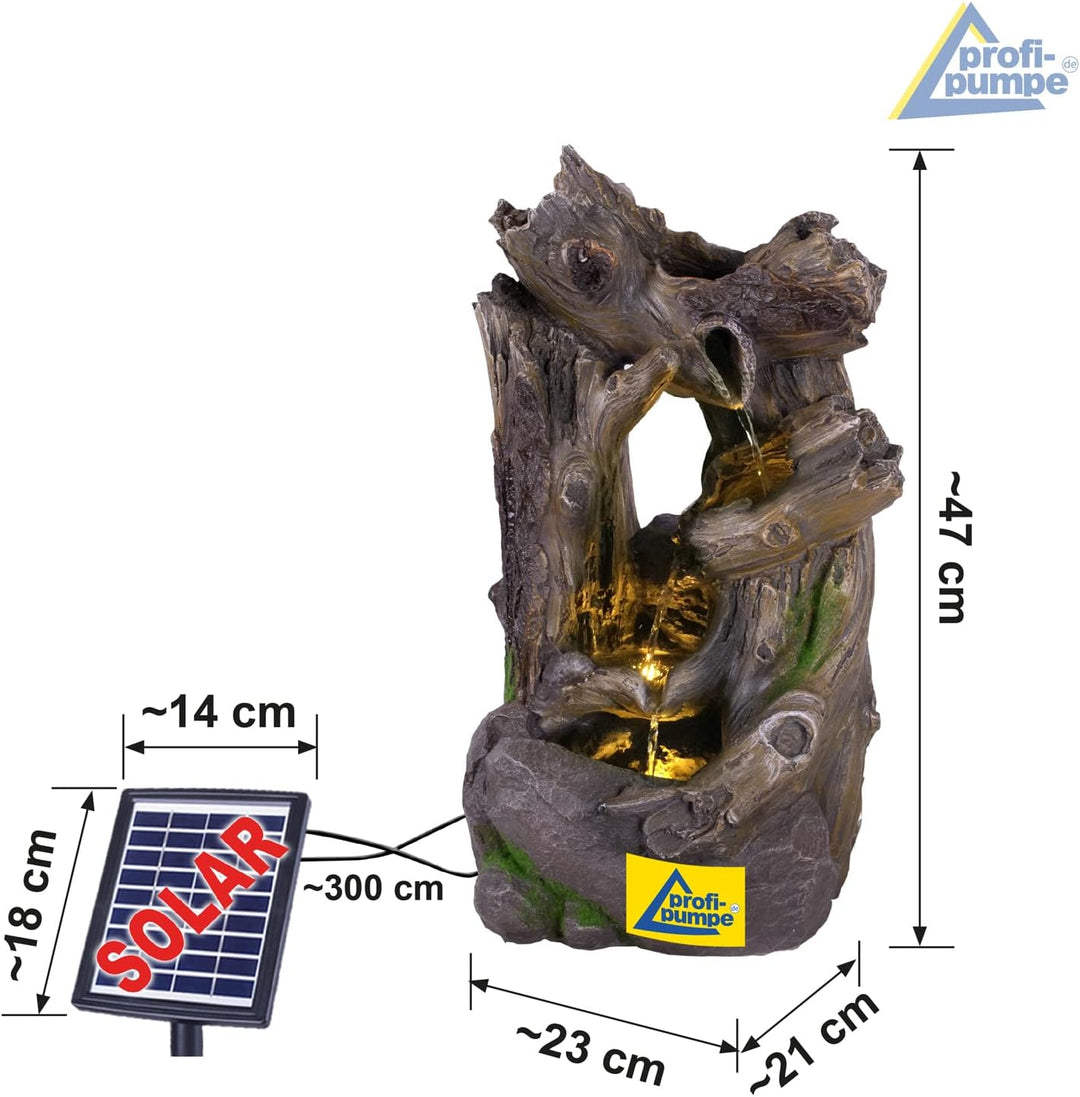 Solar Gartenbrunnen Brunnen Solarbrunnen Wald-GEFLÜSTER Zierbrunnen Wasserfall Gartenleuchte Teichpu