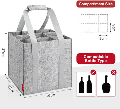 Eurhomewit Flaschentasche 9 Flaschen Flaschenträger, Filz Flaschen Tasche Wiederverwendbar Männerhan
