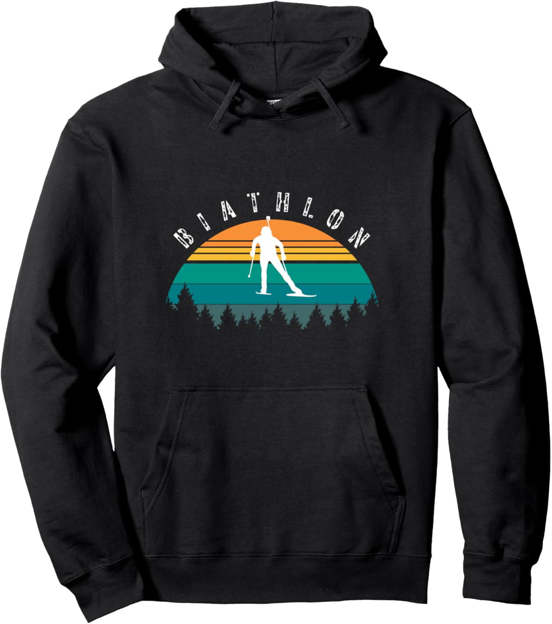 Vintage Biathlon Langlaufen Skilanglauf Biathlet Schiessen Pullover Hoodie