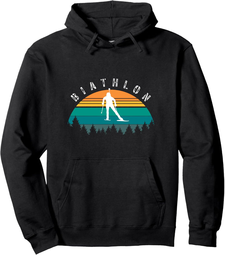 Vintage Biathlon Langlaufen Skilanglauf Biathlet Schiessen Pullover Hoodie