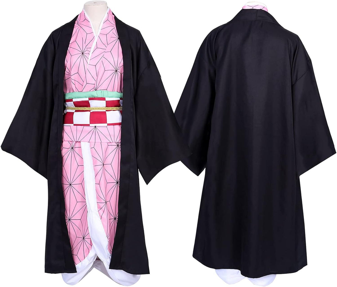 Formemory Nezuko Cosplay Kostüm Anzug Herren 8PCS Nezuko Kimetsu no Yaiba Kimono Halloween Anime kos