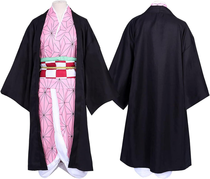 Formemory Nezuko Cosplay Kostüm Anzug Herren 8PCS Nezuko Kimetsu no Yaiba Kimono Halloween Anime kos