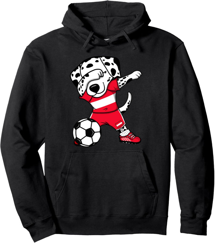 Dabbing Dalmatiner Österreich Fussball Österreichische Flagge Pullover Hoodie