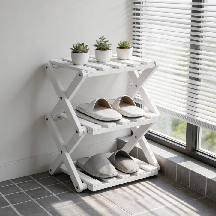 Gohytal Schuhregal Kleines, Faltbar Keine Installation, Freistehendes Mini Schuhregal für Camping, F