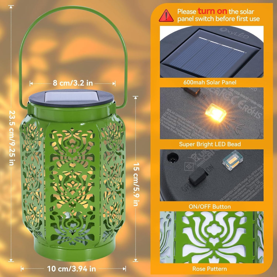 OxyLED Laternen für Draussen, 4 Stück Solarlaterne für Aussen Solar Laterne IP44 Wasserdicht Metall