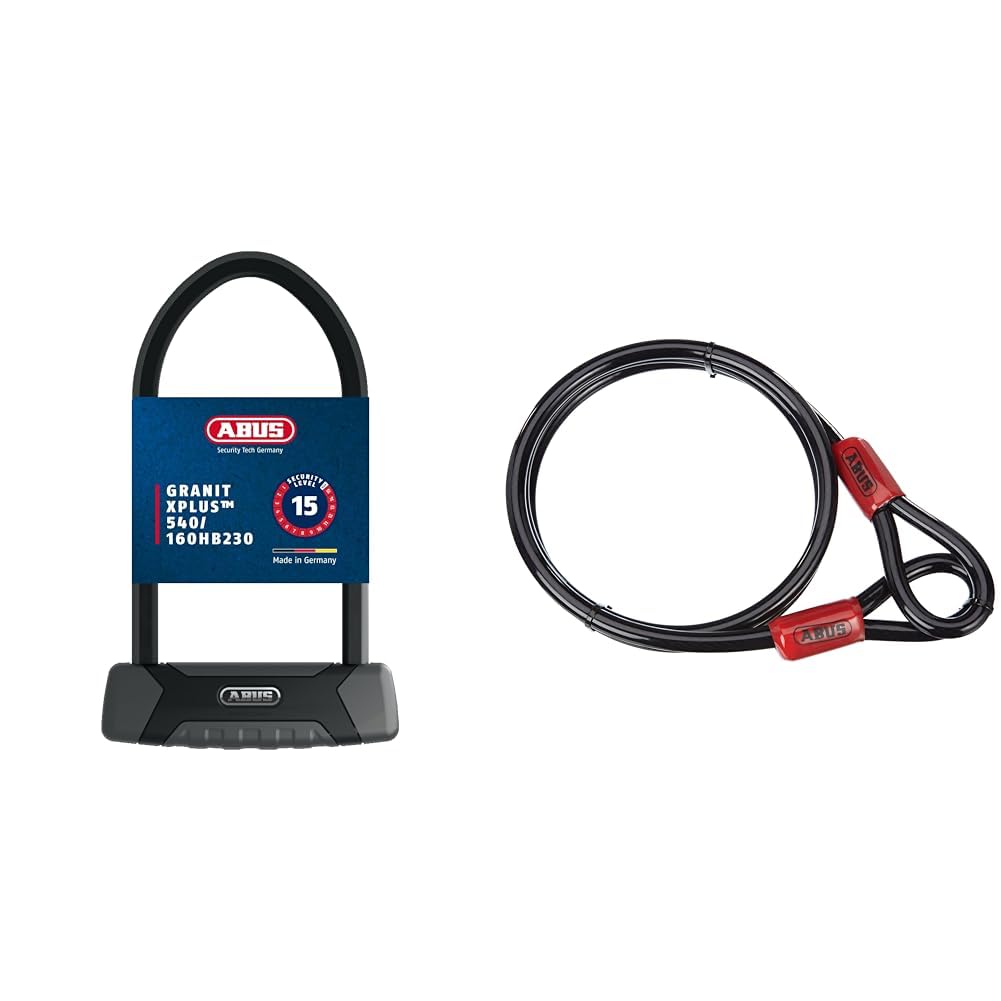 ABUS Bügelschloss Granit XPlus 540 + USH-Halterung - Fahrradschloss mit 13 mm starkem Bügel und XPlu