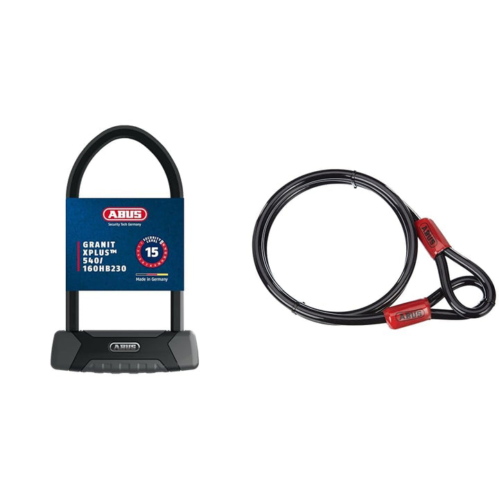 ABUS Bügelschloss Granit XPlus 540 + USH-Halterung - Fahrradschloss mit 13 mm starkem Bügel und XPlu