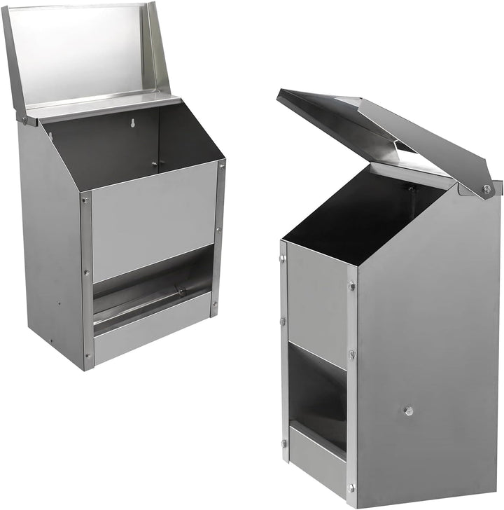 MUYIRTED 10kg Futterautomat Hühner Gross Geflügelfütterer Metall, Hühnerfutter Automat Mit Dach, Fut