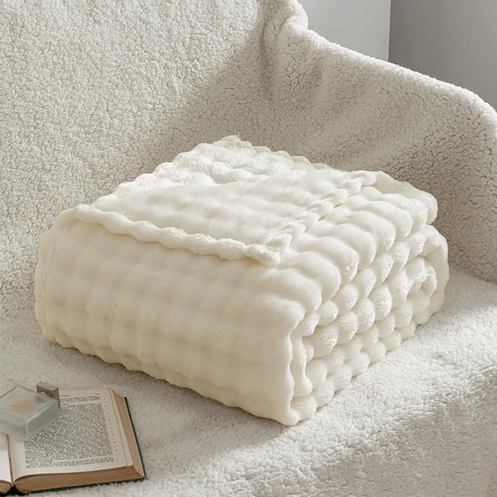 Bubble Decke Kuscheldecke Flauschig - 200x230cm Sofadecke & Couchdecke aus Imitat-Wolldecke, Warme F