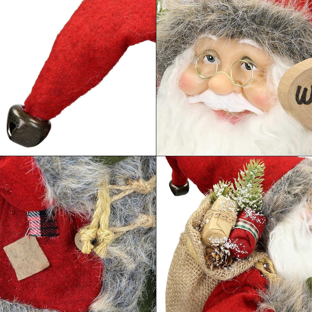 ECD Germany Weihnachtsmann aus Polyresin, 22 x 14 x 47 cm, Rot, Grün, Winter Tischdeko, Winterdeko,