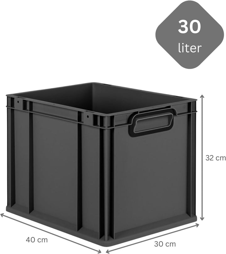 PROREGAL SuperSparSet 4x Eurobox NextGen Color | HxBxT 32x30x40cm | 30 Liter | Griffe schwarz geschl