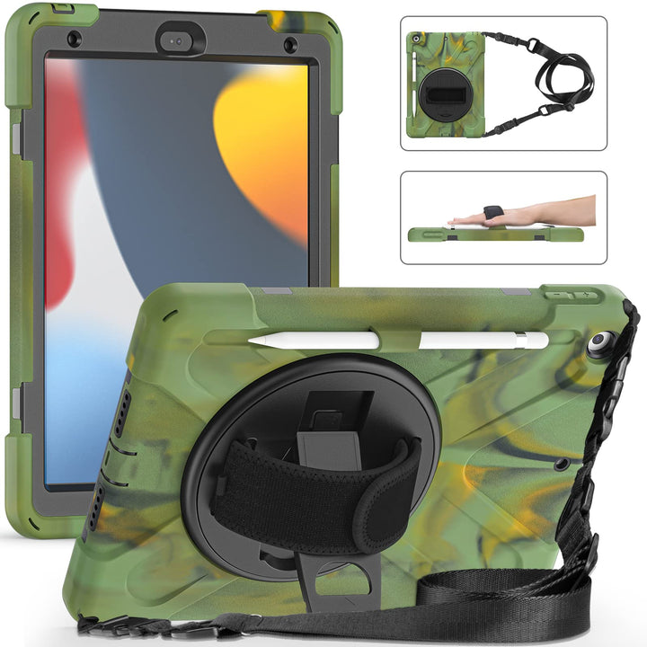 UFinetech iPad 9 Generation Hülle, iPad 10.2 Hülle, iPad Hülle 7./8, 360 Drehbarer Ständer Handschla