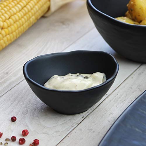 Holst Porzellan SDS 108 Hartkeramik Schale für Dips oder Saucen 8 cm / 0,10 l Schieferdesign schwarz