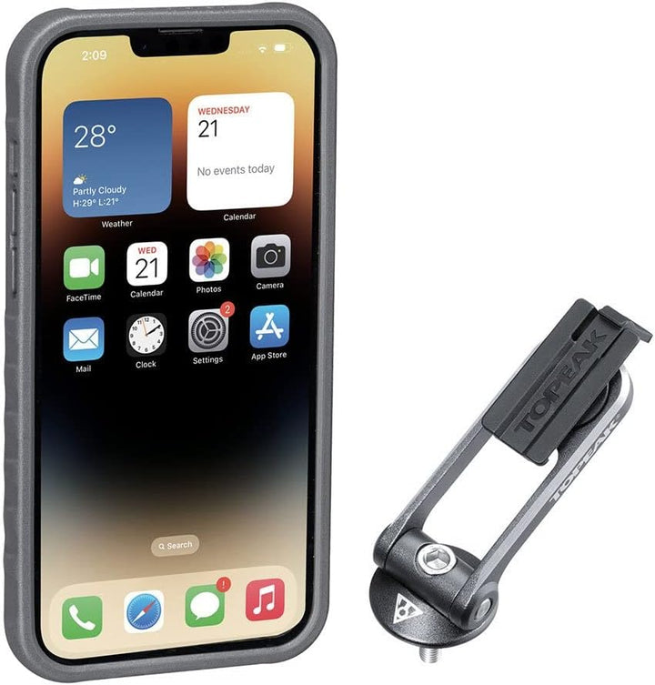 Topeak Handyhülle & Halterung RideCase Kompatibel mit iPhone 14 Plus, Schwarz Grau, 15800641